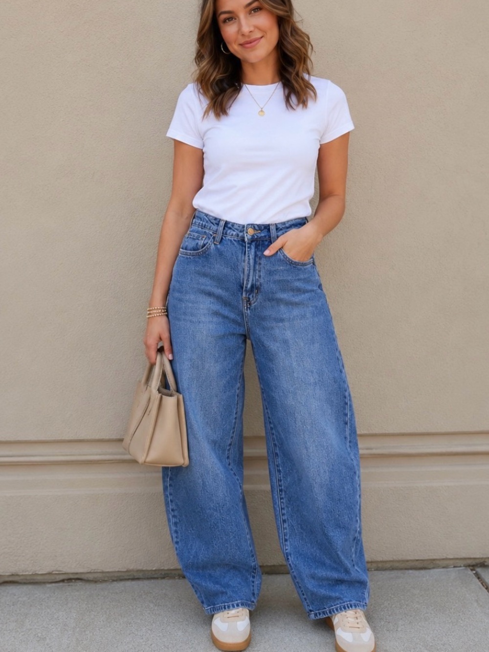 Vervet Barrel Leg Jeans Medium Wash